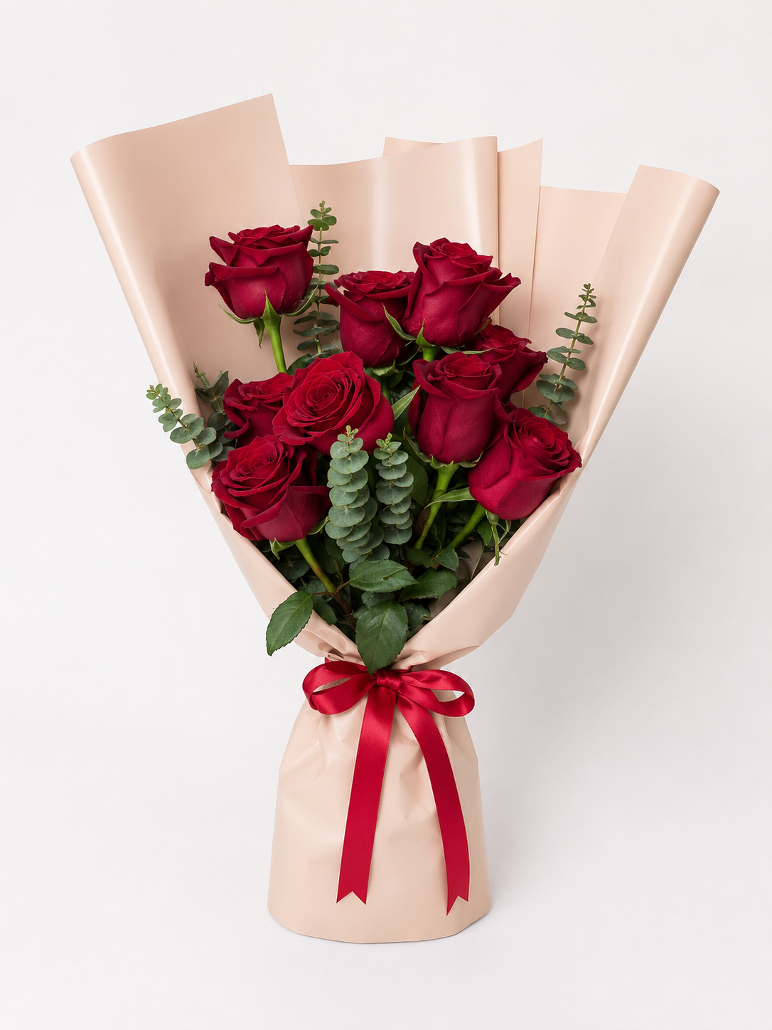 Red Rose Bouquet with Eucalyptus